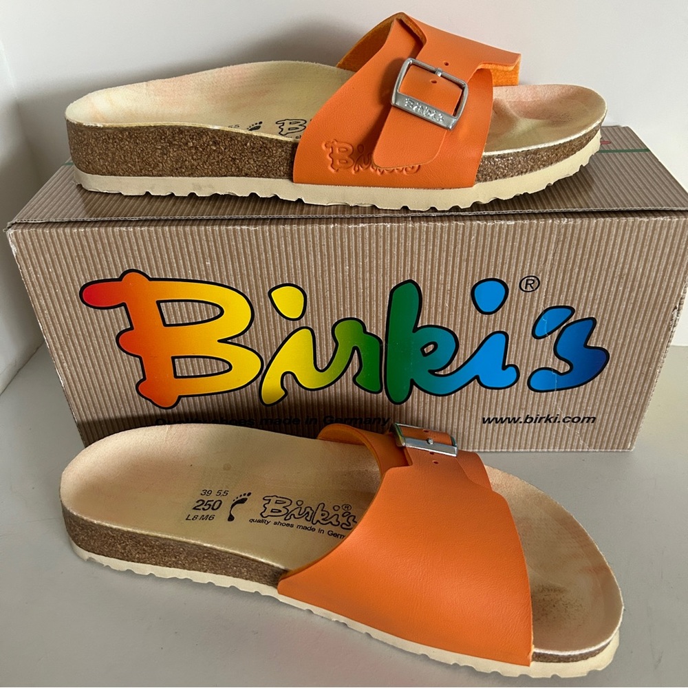 BOHO Birkenstock Catalina Orange Sandals Shoes Slides 39 8 8.5 minimal wear &…